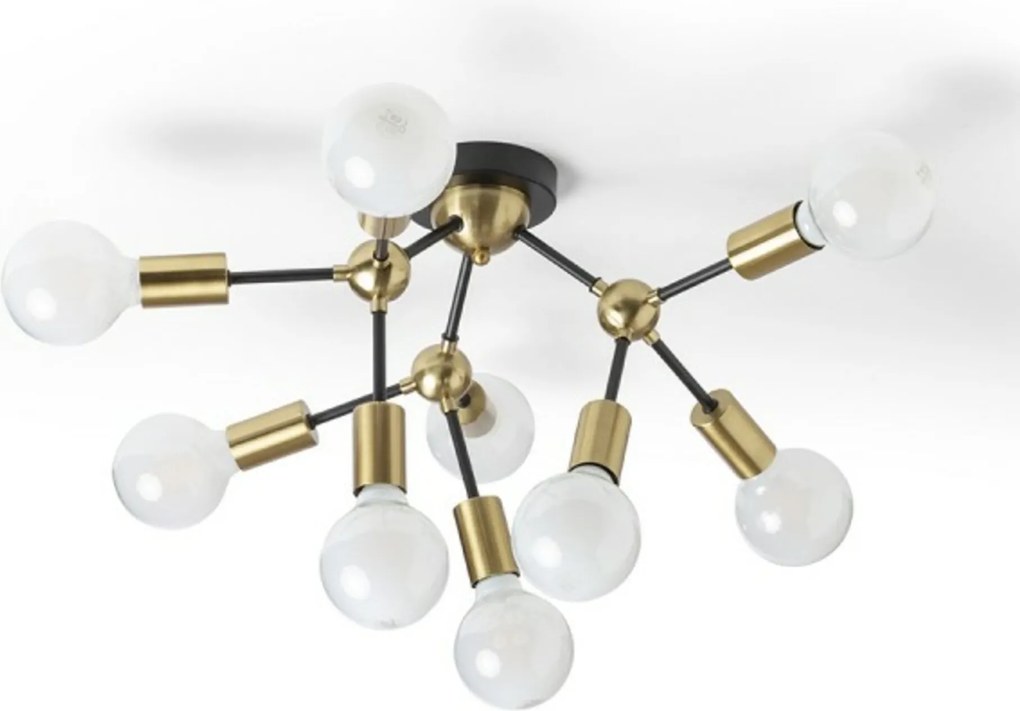 Rendl Artemia 9 mennyezeti lámpa fekete sárgarézzel, E27, 9x15W, modern design