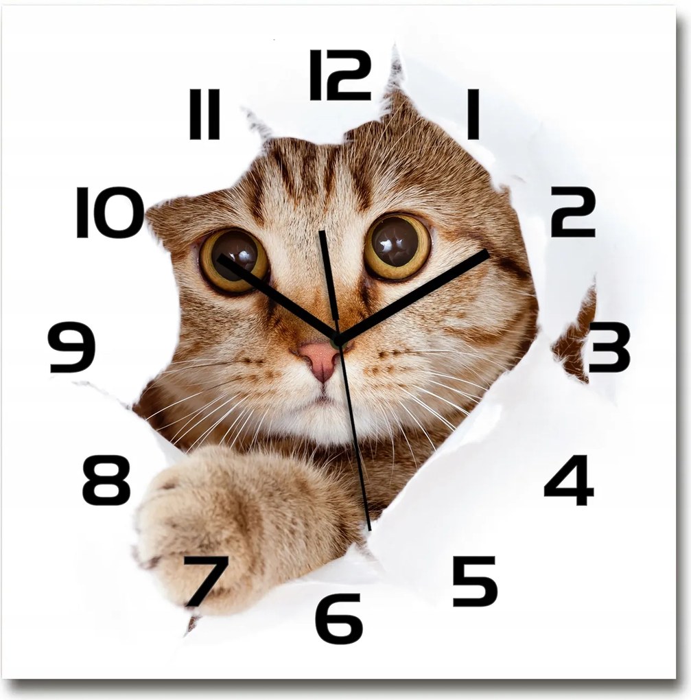 Nagy csendes óra edzett üvegből Macska 60x60 cm