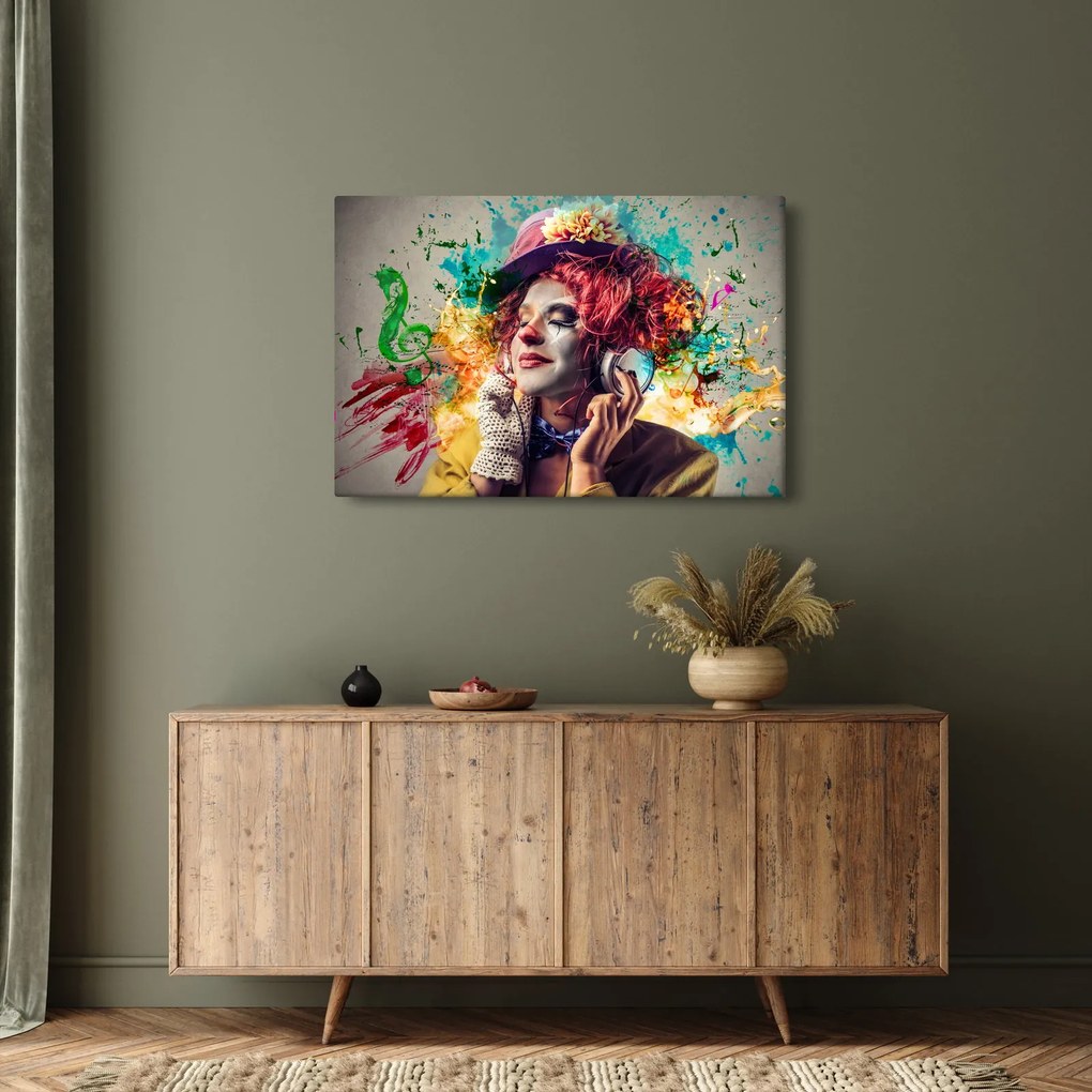 Kép - Női művész fejhallgatóval (90x60 cm)