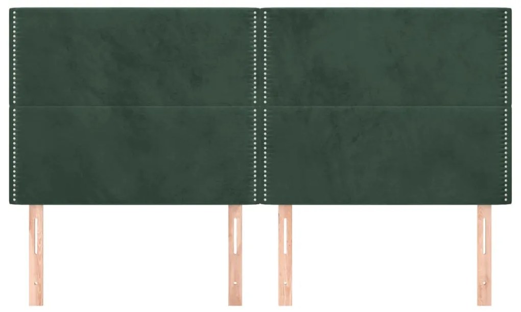 4 db sötétzöld bársony fejtámla 80 x 5 x 78/88 cm