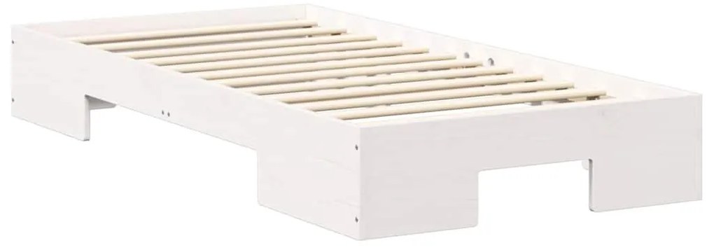 Földi ágykeret tárolóval Fehér 90 x 190 cm Tömör fenyőfa