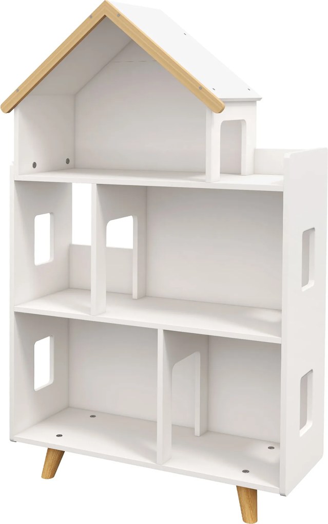 ZONEKIZ Gyermek Játékpolc Szervező 3 Szinttel és 1 Tetővel, 50 kg Terhelhetőség, Játszószobába, Bölcsődébe 65x25x108,5 cm Fehér | Aosom