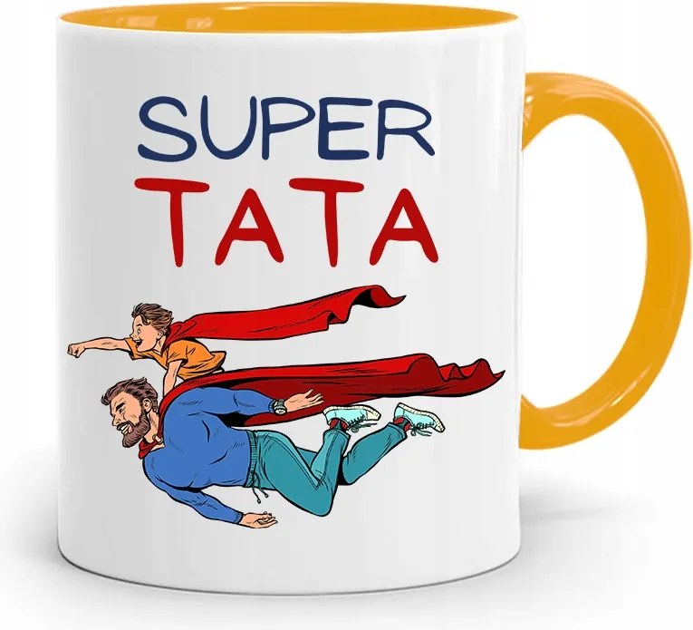 Sárga Apák Napi Bögre Apáknak Szuper Apa Ajándék fényképes nyomtatással