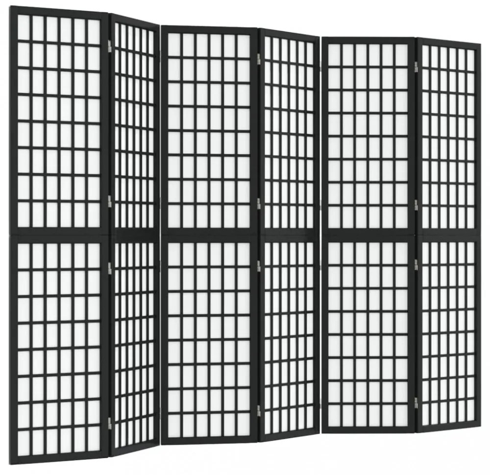6 paneles fekete japán stílusú összecsukható paraván 240x170 cm