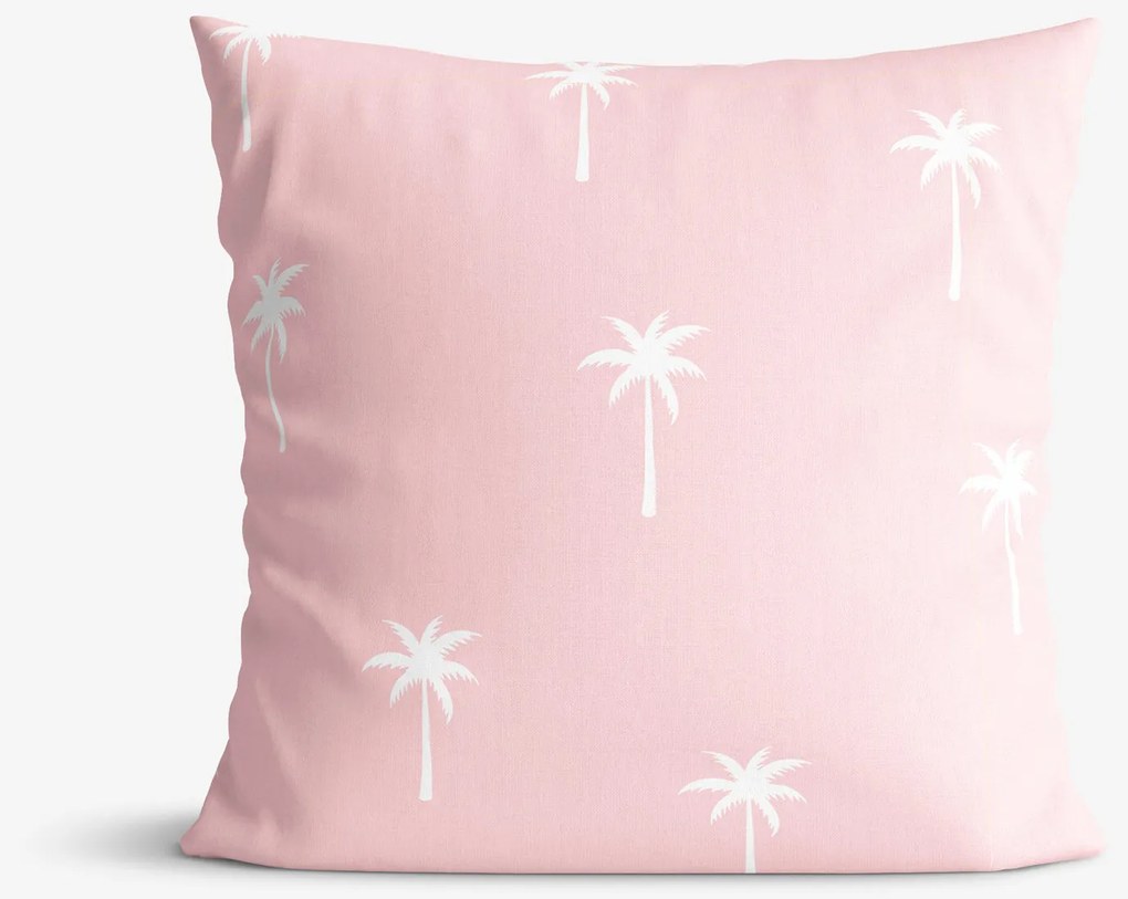 Goldea pamut párnahuzat - pálmák pasztell rózsaszín alapon 30 x 50 cm