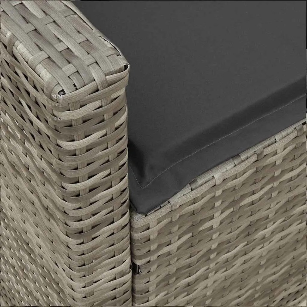 5 személyes szürke polyrattan kerti kanapé párnával