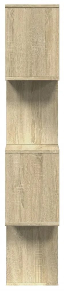 4 szintes sonoma tölgy fa elválasztó könyvespolc 70x24x129 cm