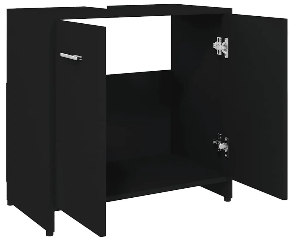 Fekete szerelt fa fürdőszobaszekrény 60 x 33 x 61 cm