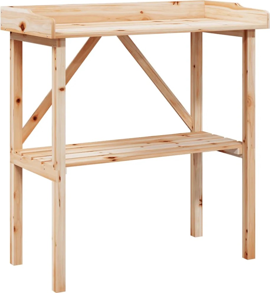 vidaXL tömör fenyőfa növénytartó asztal polccal 78x38x82,5 cm