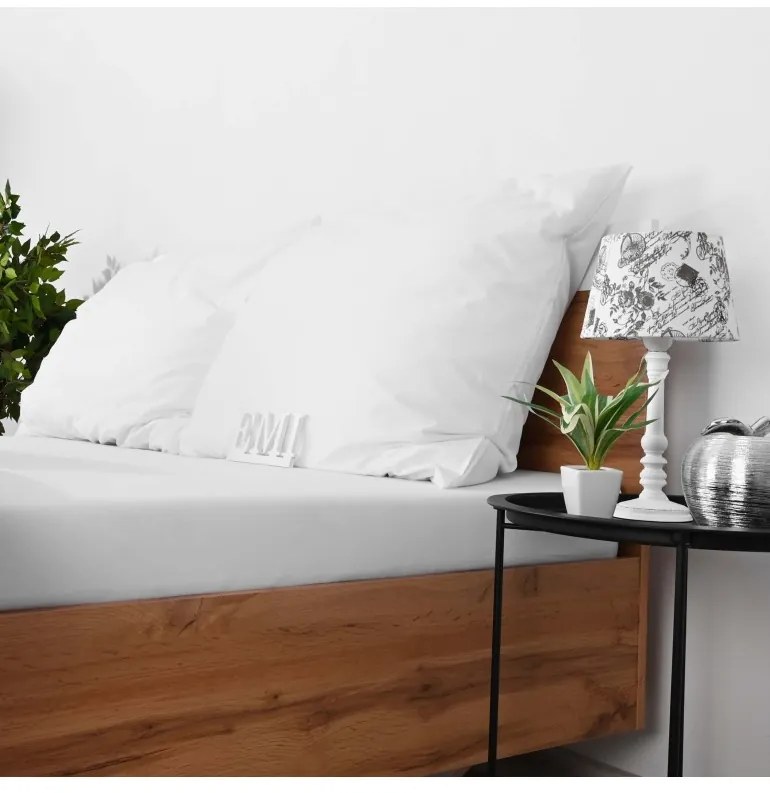 EMI fehér 100% pamutjersey gumis lepedő, 80x200-as lap