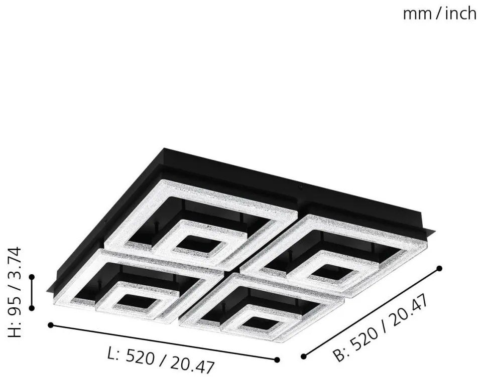 Eglo Fradelo 1 99328 mennyezeti lámpa, 48W LED, 3000K, 5000 lm
