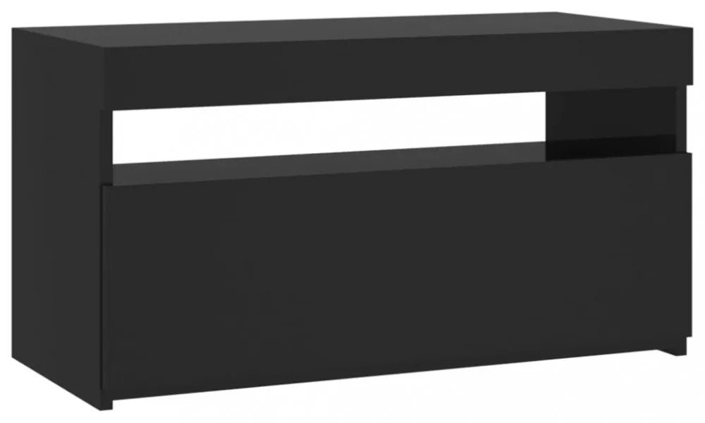 fekete TV-szekrény LED-világítással 75 x 35 x 40 cm