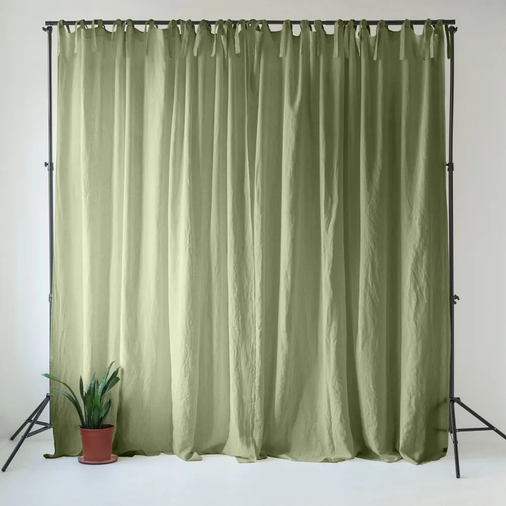 Világoszöld len függöny 140x170 cm Sage – Linen Tales