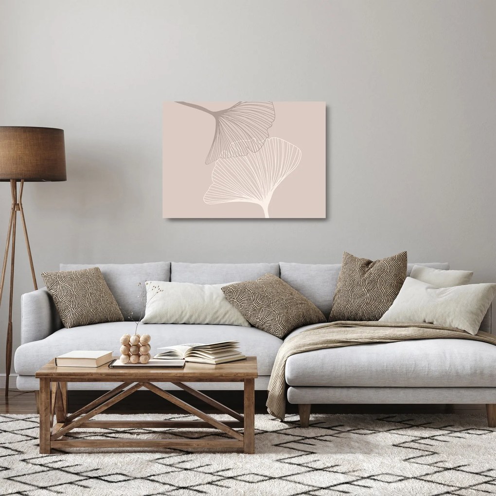 Üveg kép - Bézs színű levelek N⁰2 (70x50 cm)