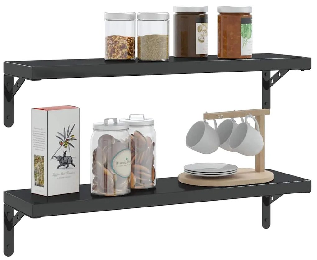 4 db fekete rozsdamentes acél polctartó 20 x 2,5 x 14 cm