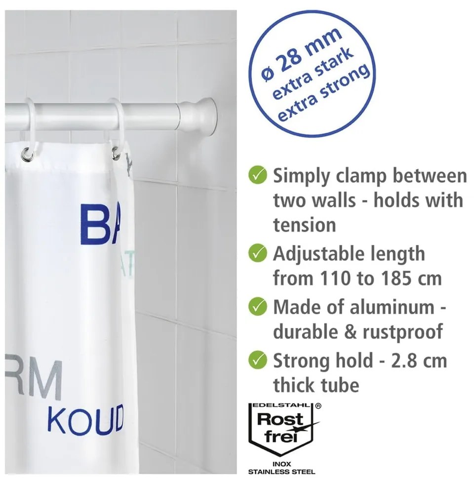 Fehér zuhanyfüggöny rúd 110 - 185 cm – Wenko