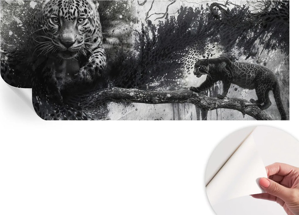 Öntapadós tapéta Fali furnér 3D hatás Leopárd absztrakt 250x104