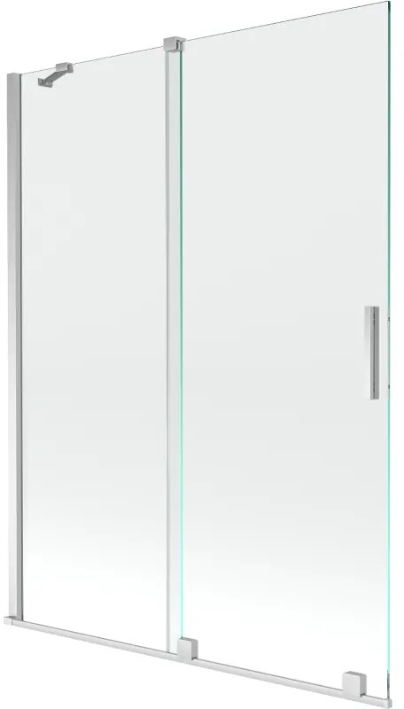 Mexen Velar, 2 szárnyas eltolható kádparaván 130 x 150 cm, 8mm átlátszó üveg, króm profil, 896-130-000-01-01