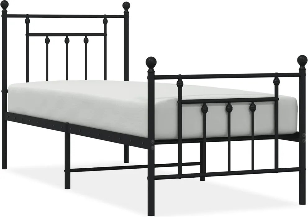 vidaXL fekete fém ágykeret fej- és lábtámlával 75 x 190 cm