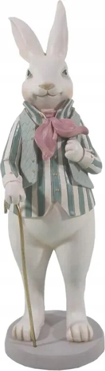 Húsvéti nyuszi figura csíkos táskában pálcikával 12x9x31 cm