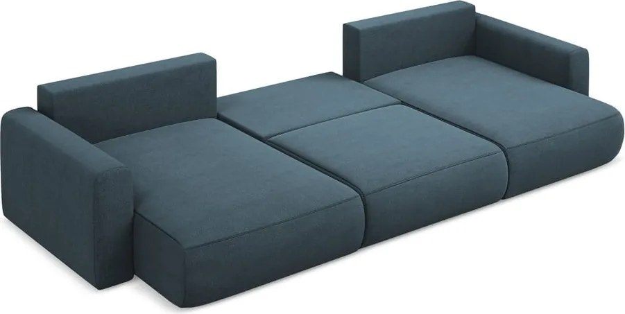 Kék kinyitható-tárolóhelyes (U alakú) sarokkanapé Kapua – Makamii