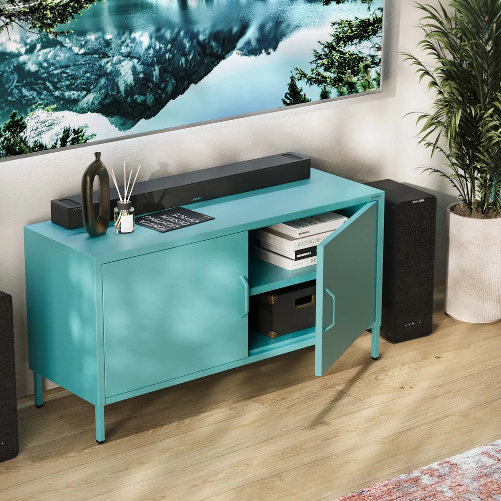 TV-szekrény lábakon ROSA, 1150 x 595 x 400 mm, Modern: tengerszínű