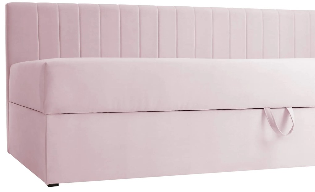 Wilsondo TEODOR saroktámlás heverő ágyneműtartóval 90x200 - rózsaszín