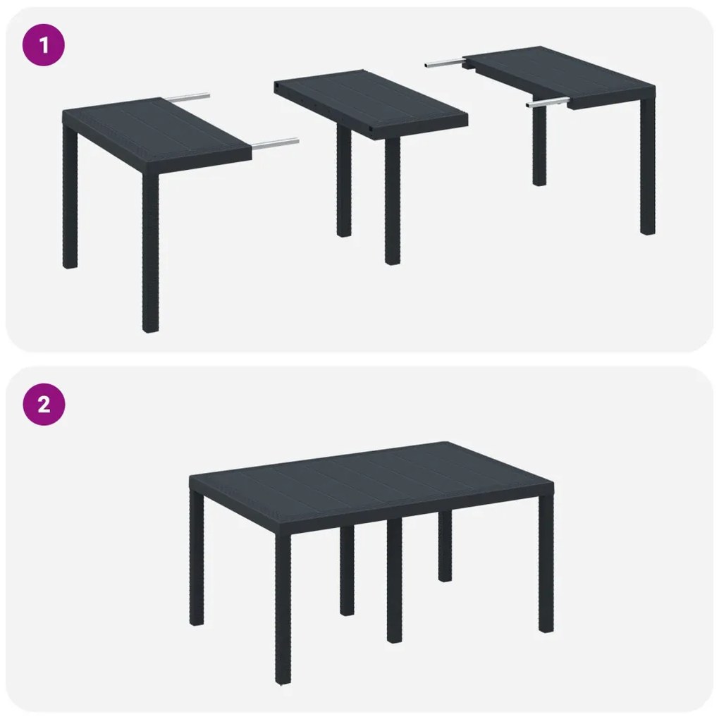 Kert étkező szett 7 pcs Antracit Polt rattan