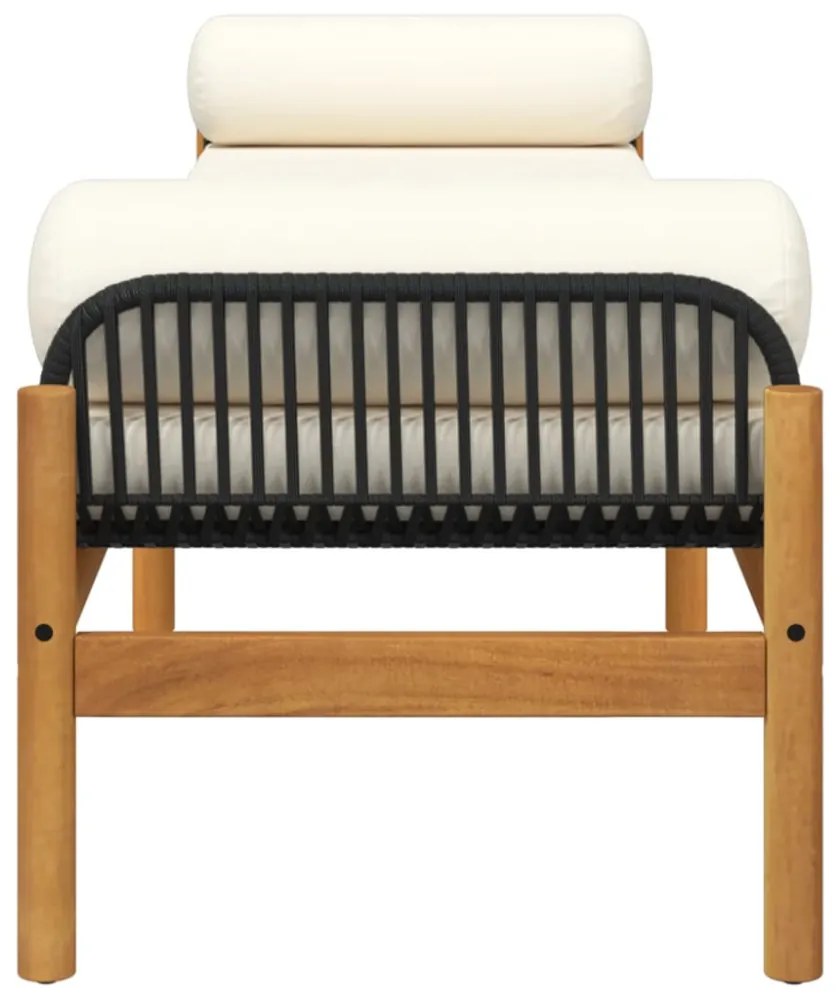 polyrattan akácfa kerti pad fekete párnával