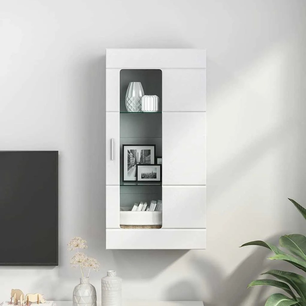 Fali szekrény polcokkal ajtóval Fehér 55 x 29 x 100 cm Faanyag