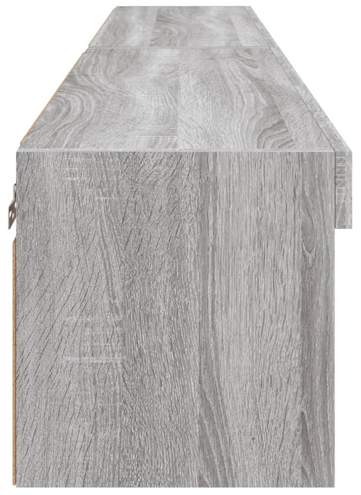 2 db szürke sonoma színű TV-szekrény LED-ekkel 80x30x30 cm
