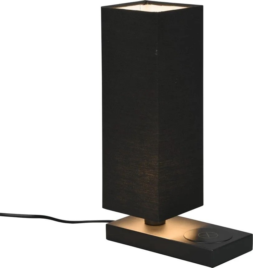 Matt fekete asztali lámpa vezeték nélküli töltővel (magasság 35 cm) Haley – Trio