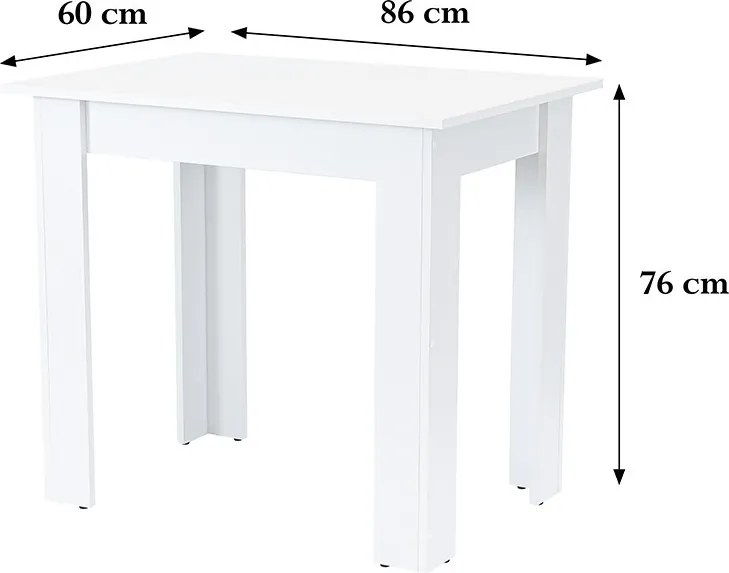 Yorki Standard étkezőasztal 86x60 cm fehér