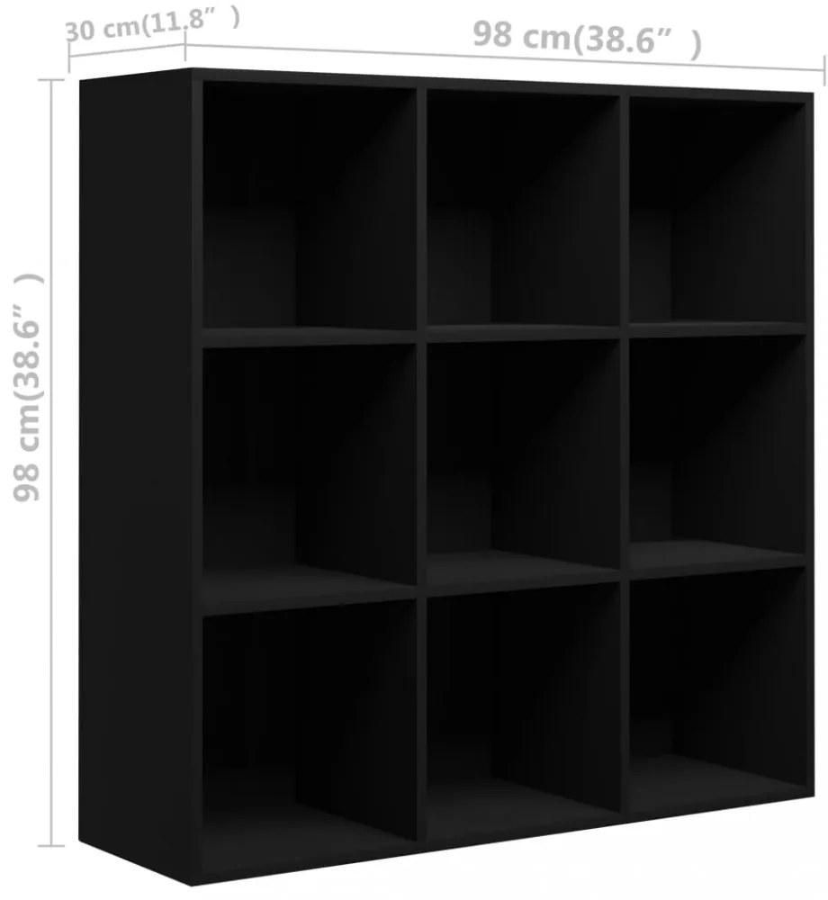 fekete szerelt fa könyvszekrény 98 x 29 x 97,5 cm
