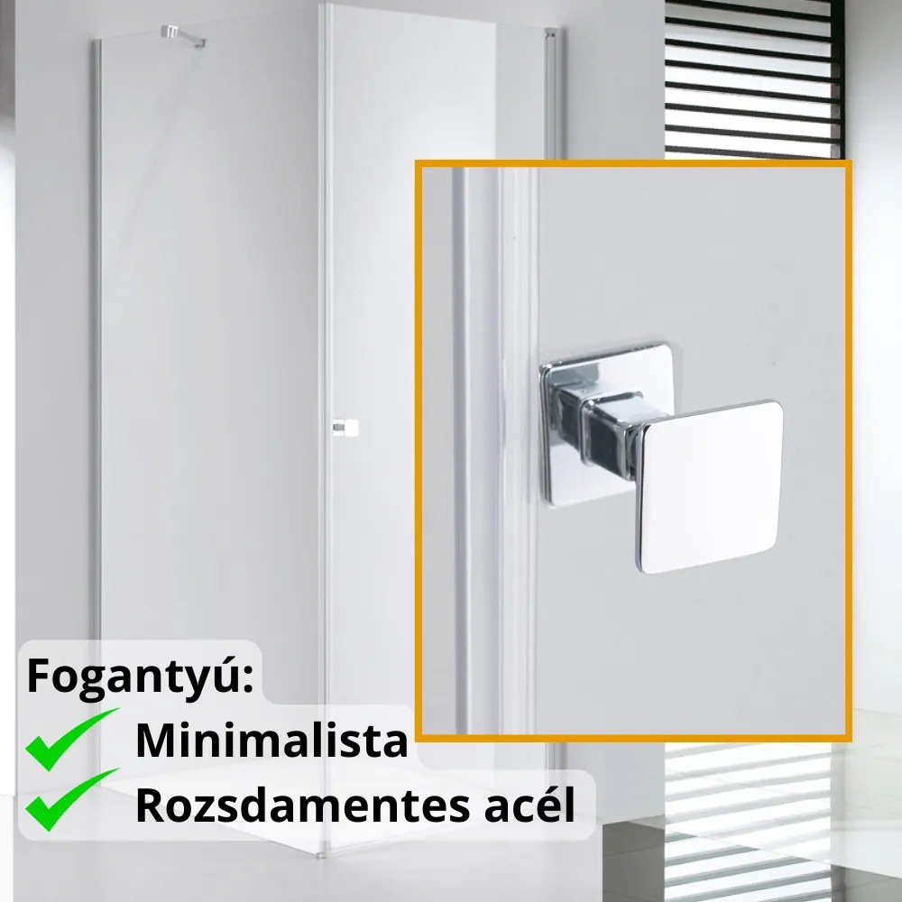 Stuxi Bari 70x110 aszimmetrikus nyílóajtós zuhanykabin 6 mm vízlepergető biztonsági üveggel, króm