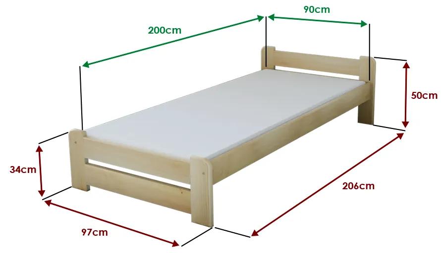 Emily ágy 90x200 cm, fehér Ágyrács: Ágyrács nélkül, Matrac: Somnia 17 cm matrac
