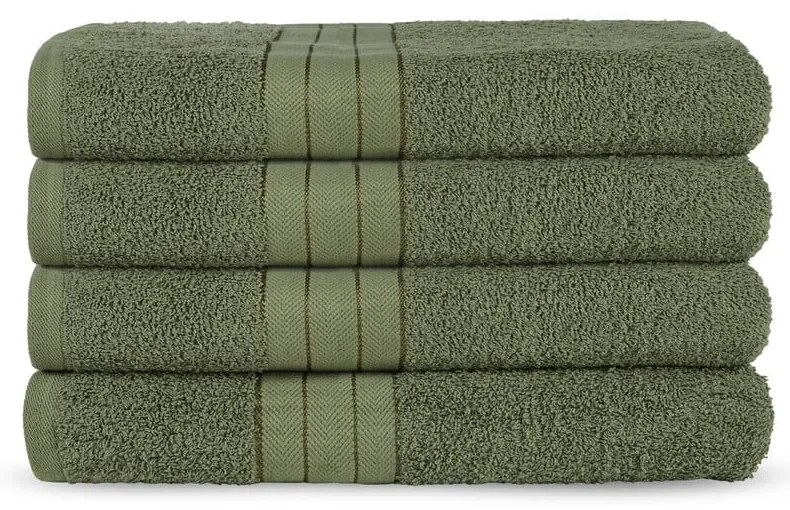 Sötétzöld frottír pamut törölköző szett 4 db-os 50x100 cm – Good Morning