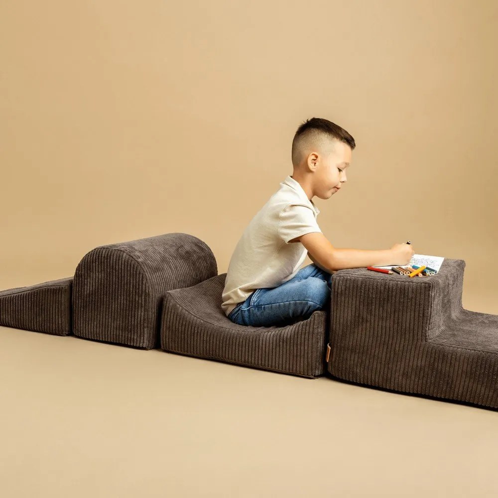 Khaki kordbársony habszivacs játszótér 5 db-os magasság 30 cm 250x45 cm Montessori – Meowbaby