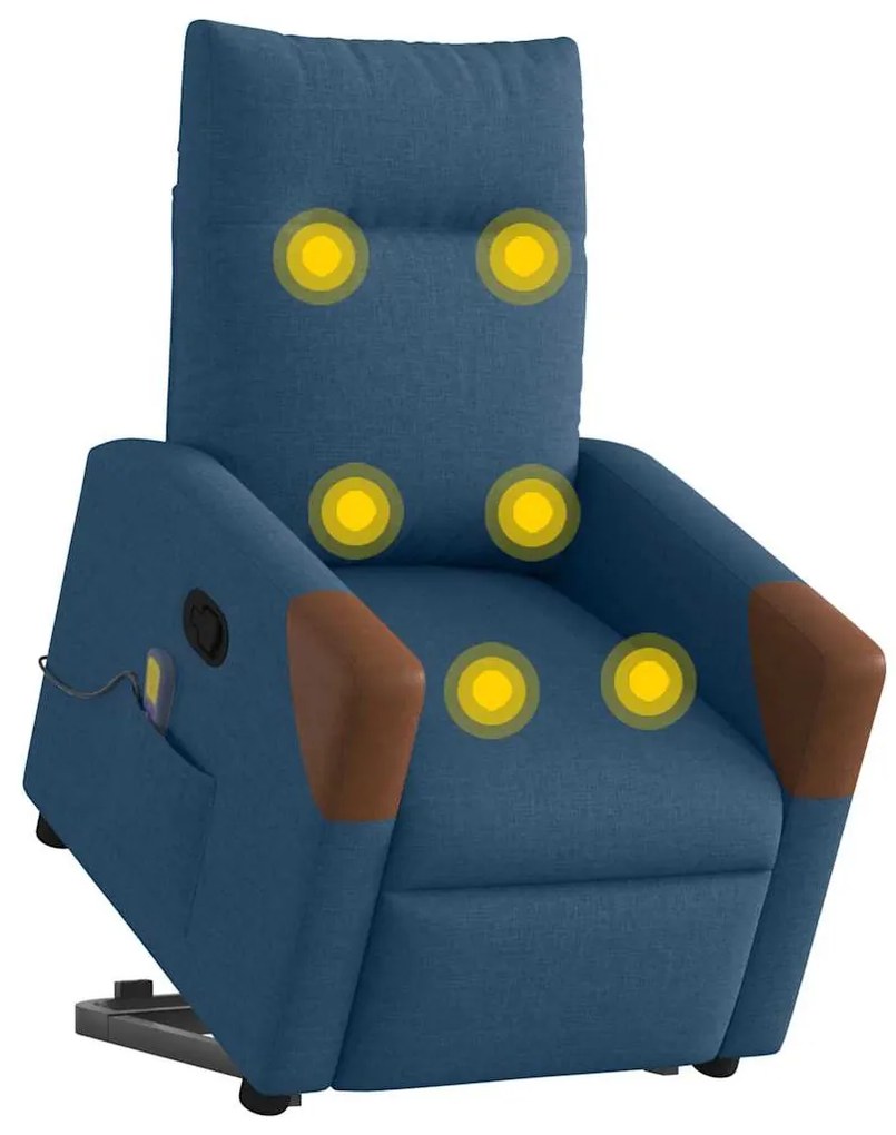 kék szövet felállást segítő dönthető masszázsfotel