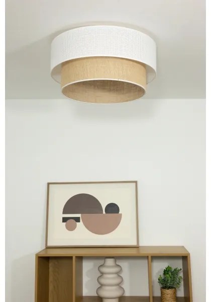 BORHO mennyezeti lámpa 1xE27/60W/230V, Ø 40 cm, fehér/juta