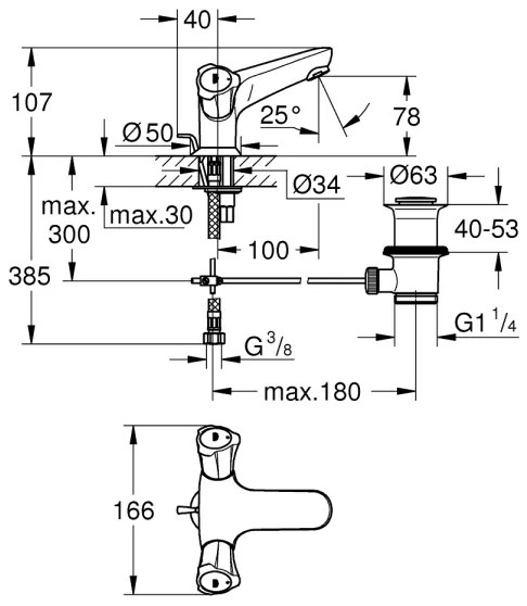 GROHE 21390001 - Mosdó csaptelep COSTA L DN 15 fényes króm