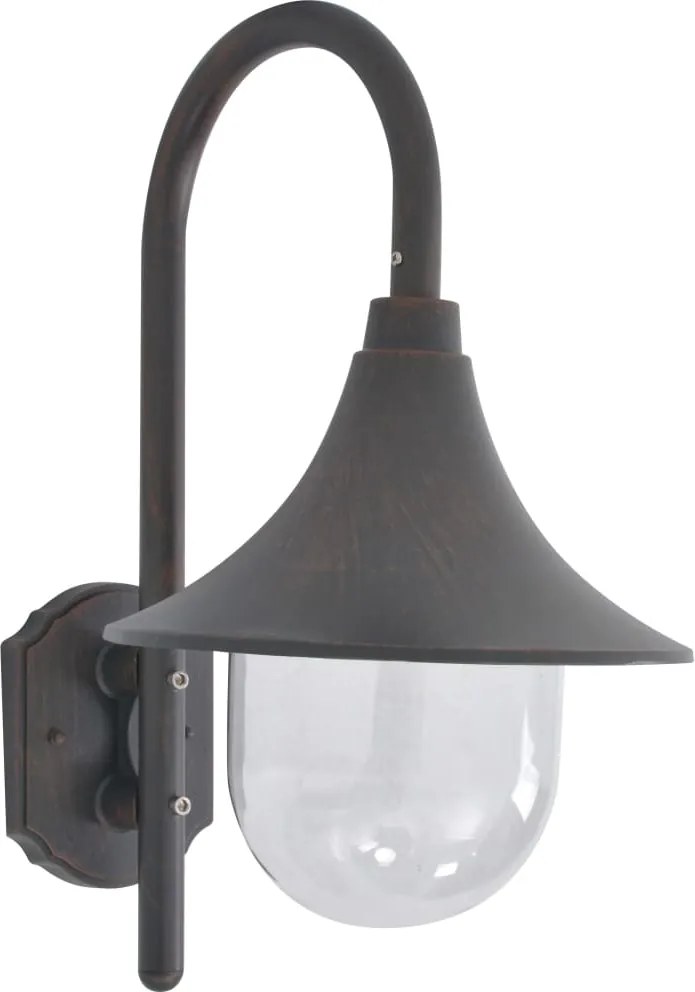 vidaXL bronzszínű alumínium kerti falilámpa, E27, 42 cm