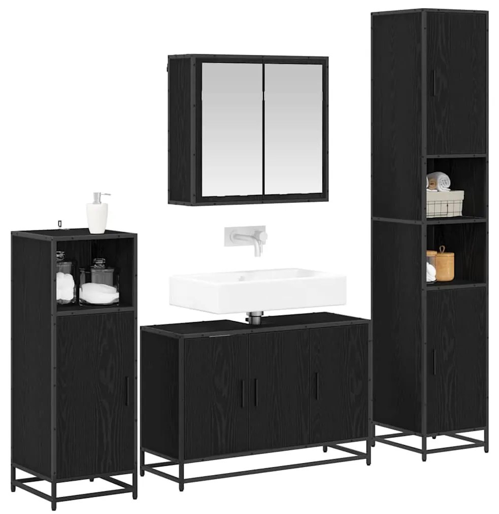 Fürdőszoba bútor szett 4 pcs Musta tammi 90 x 33 x 60 cm
