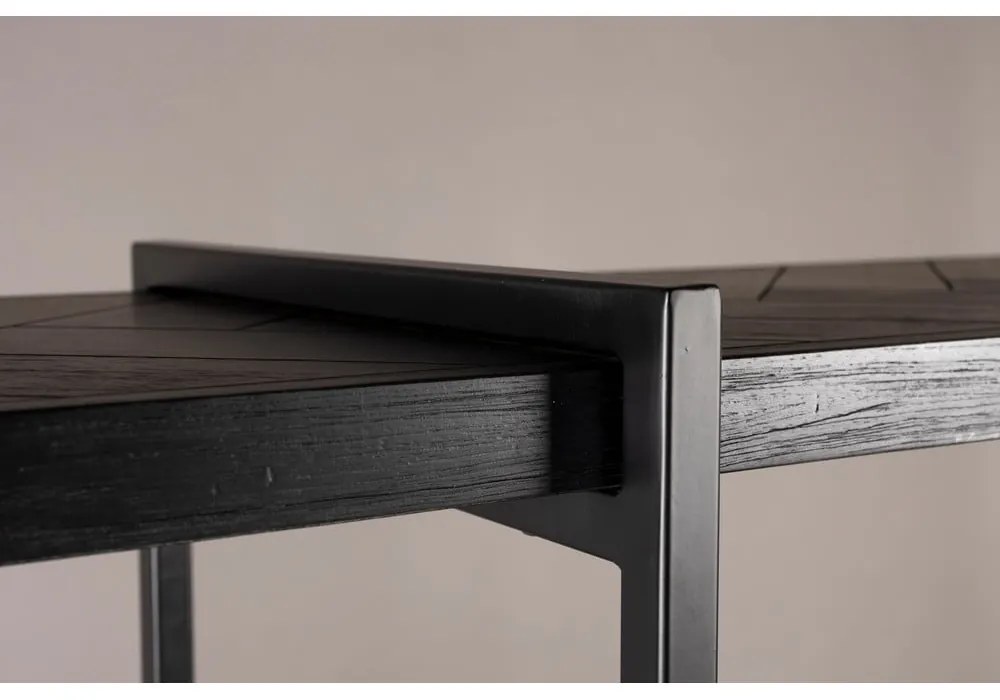 Fekete könyvespolc egzotikus fa dekorral 140x146 cm Class - Dutchbone