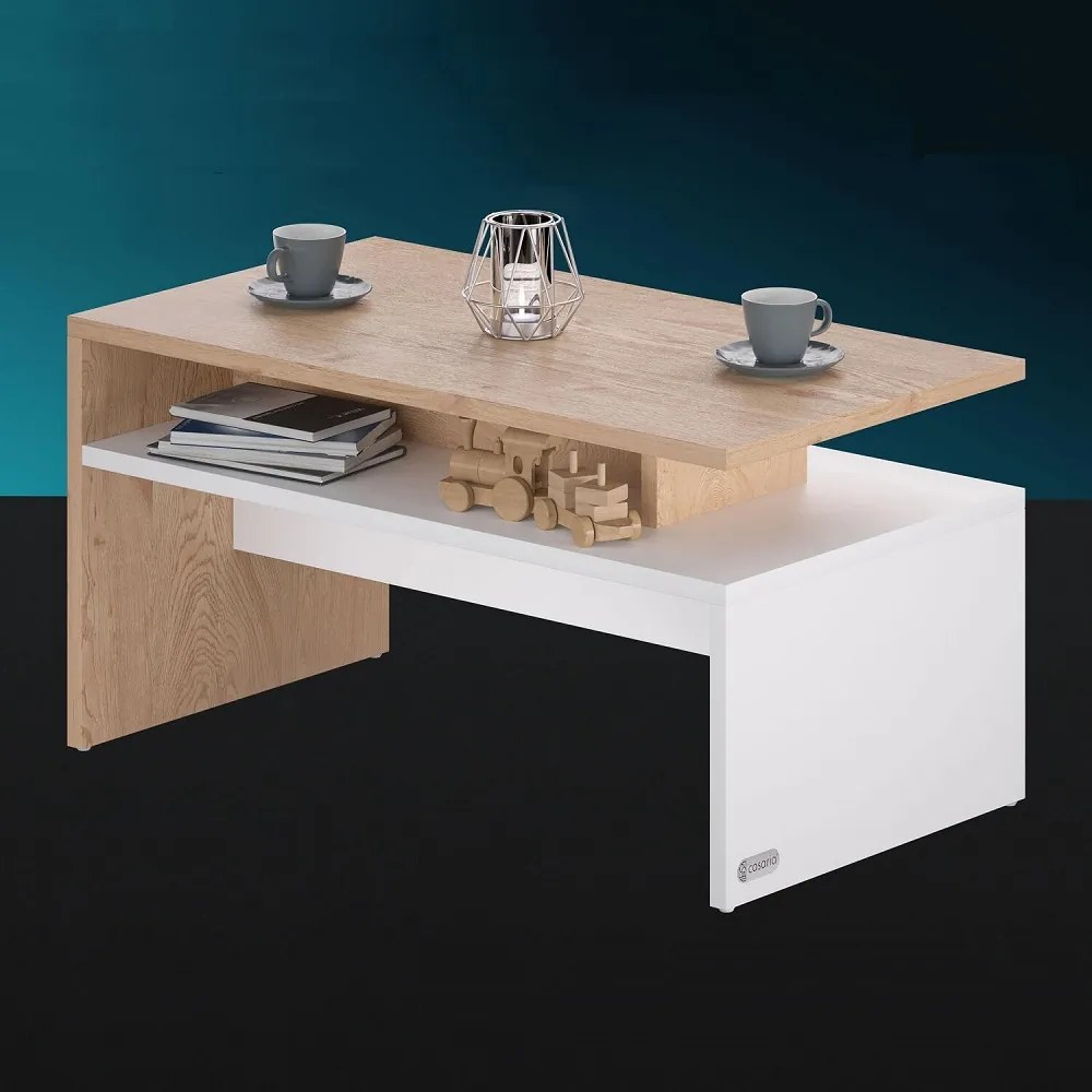 SACRAMENTO dohányzóasztal, 50x47x92cm, fehér/szürke Casaria