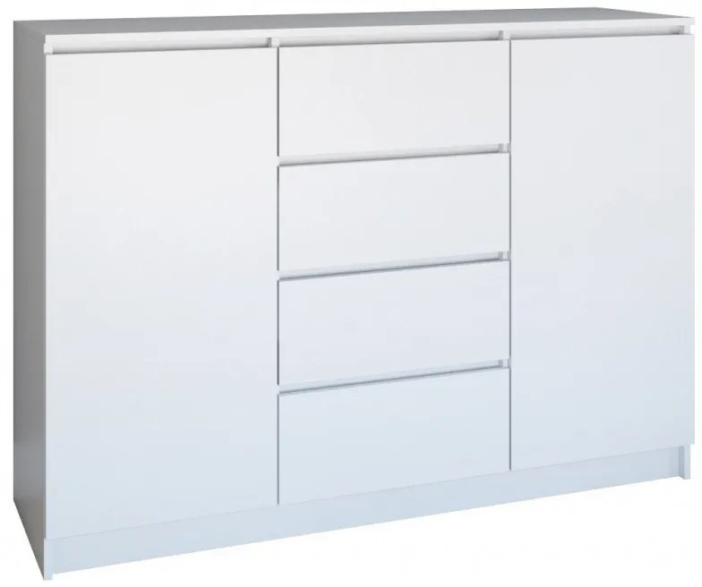 Drohmo 2D4S komód, 120x97x40 cm, fehér