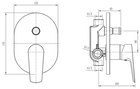 Aqualine - Zuhanycsap rejtett beépítéshez LOTTA matt fekete