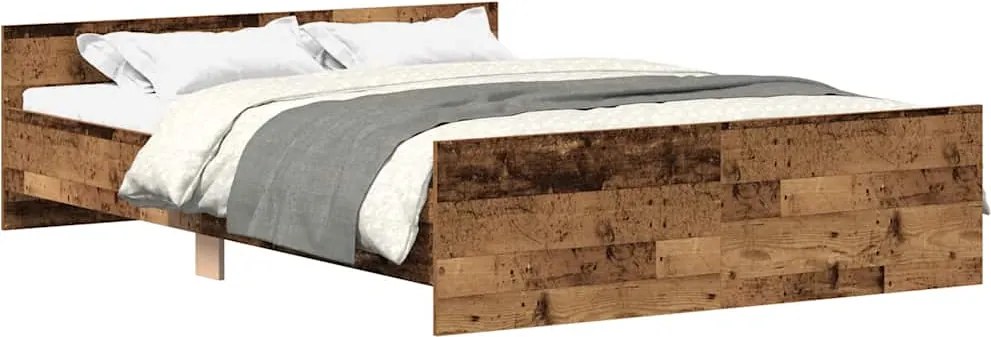 vidaXL antik fa szerelt fa ágykeret matrac nélkül 150x200 cm