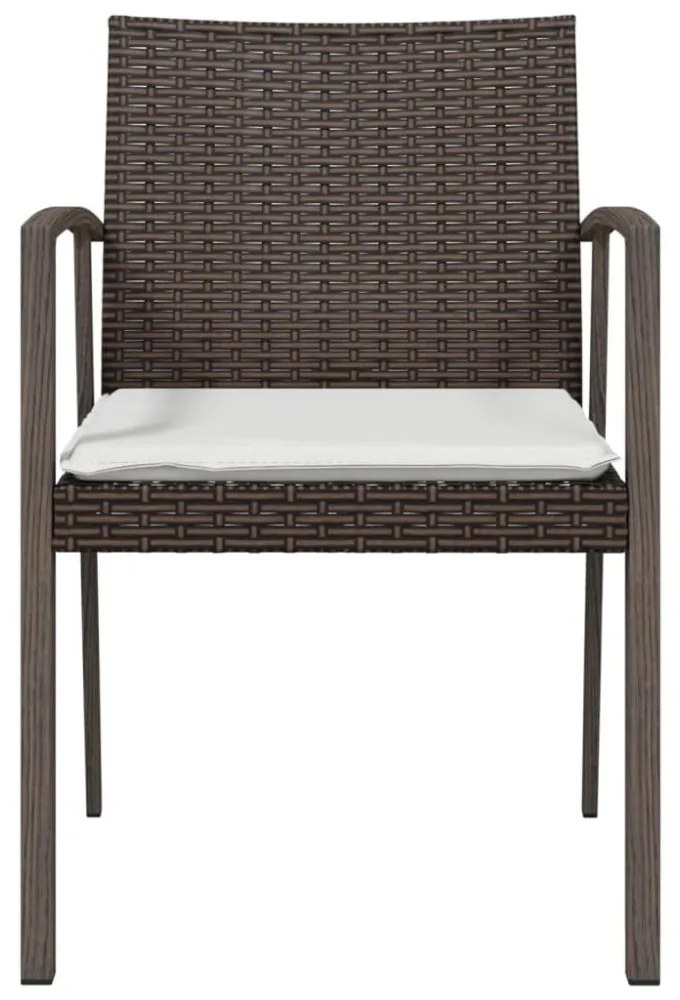 6 db barna polyrattan kerti szék párnával 56,5x57x83 cm