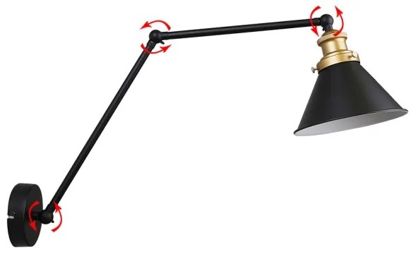 Fali lámpa FUNDO 1xE27/40W/230V fekete/arany